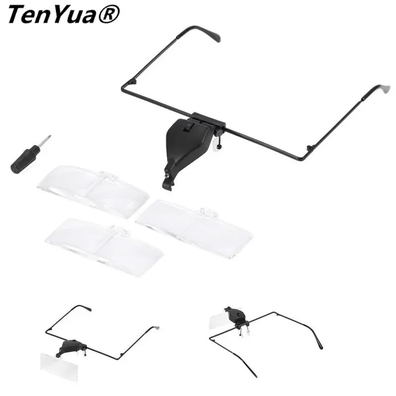TenYua 1.5X 2.5X 3.5X 렌즈 루페 헤드 밴드 돋보기 돋보기 LED 라이트 광학 내구성 루파