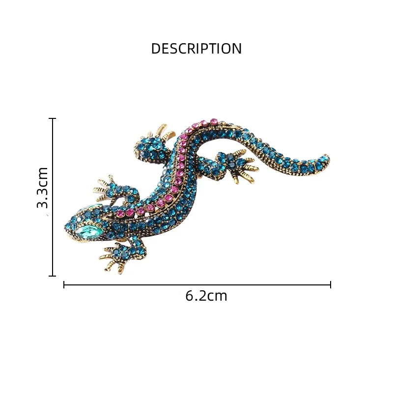 Personality Vintage Lizard Brooch Encrusted with Diamonds Women's