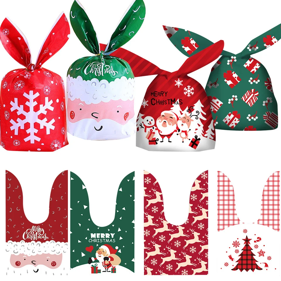 Festive Christmas Candy and Cookie Gift Bags - Santa, Snowman, and Rabbit Ear Designs