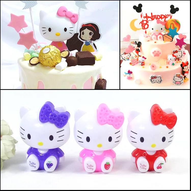 

Hello kitty cake decorative ornaments children's birthday decoration girl's party accessories cute plastic cake toppers kids toy