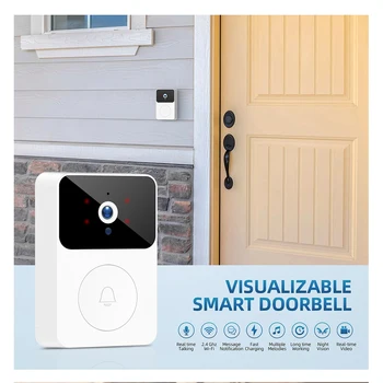 tuya Wireless smart video doorbell, 2.4G WiFi home security camera, 2-way audio, night vision, battery, secure home monitoring 2