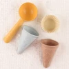 4-piece set beige  cakeembry Play House Toy Beach Ice Cream Tube Digging Spoon cakes embryo Set Plastic Ice Cream Cup Beach Toy 1