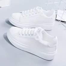Zapatos blancos para mujer, zapatillas de plataforma versátiles para niños, coreanas, cómodas para caminar, tabla deportiva, novedad de primavera 2021 - AliExpress