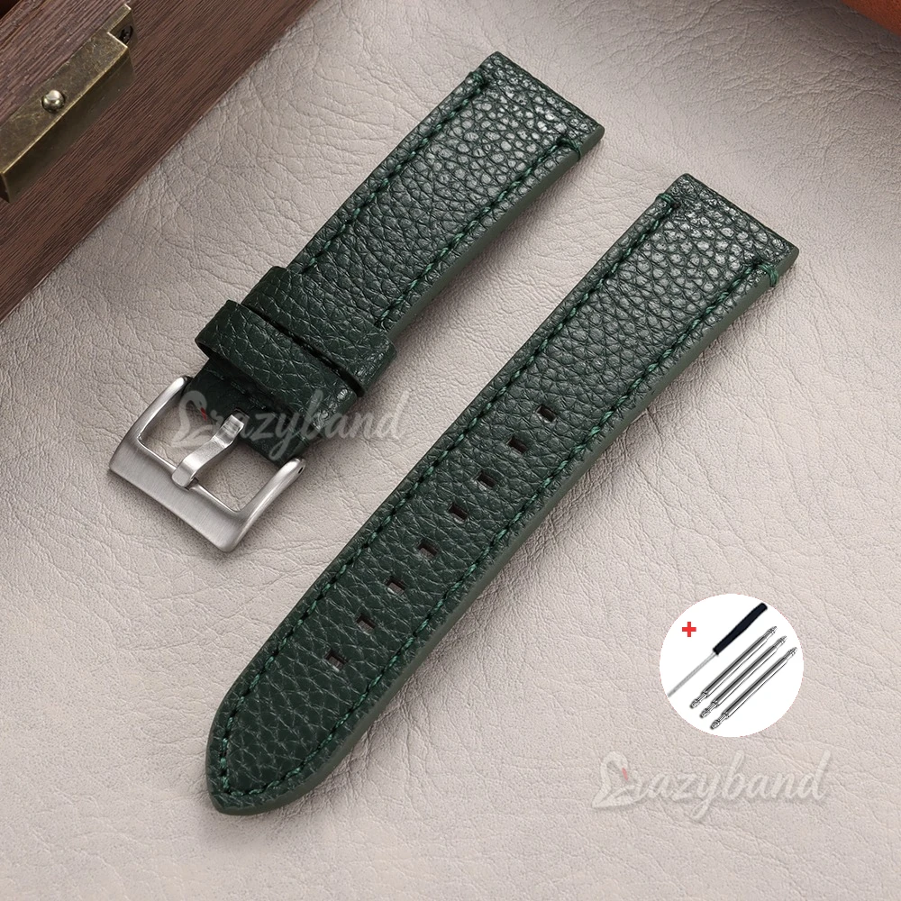 Lychee Pattern Leather Watch Strap - Brown Universal Replacement Band Accessory