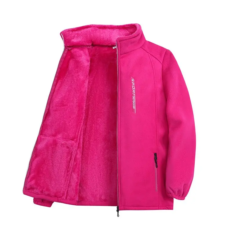 Autumn Winter Polar Fleece Warm Coat Women Sweatshirt Outdoor Sports Casual Zipper Cardigan Jacket Top Slim Teenagers Couple 4