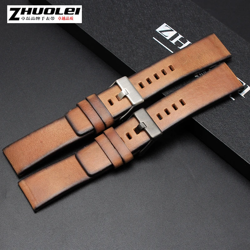 Quality Genuine Retro Leather Watchband for Men – Vintage Italian Leather Strap 22mm, 24mm, 26mm