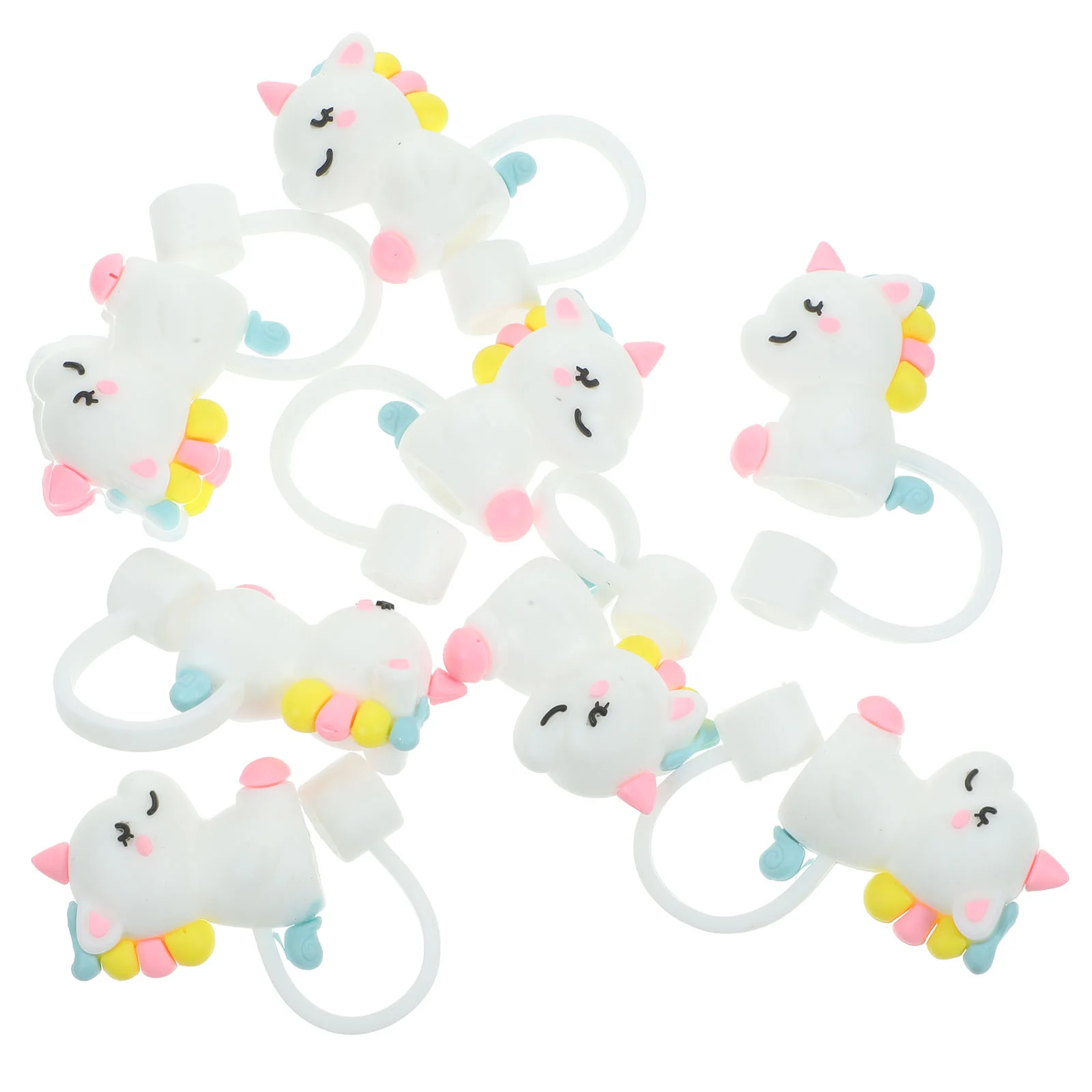 

Silicone Unicorn Straw Cover 8Pcs Cute Reusable Drinking Straw Caps Lids Dusts Proof Straw Plugs 8Mm Straw Tips Home