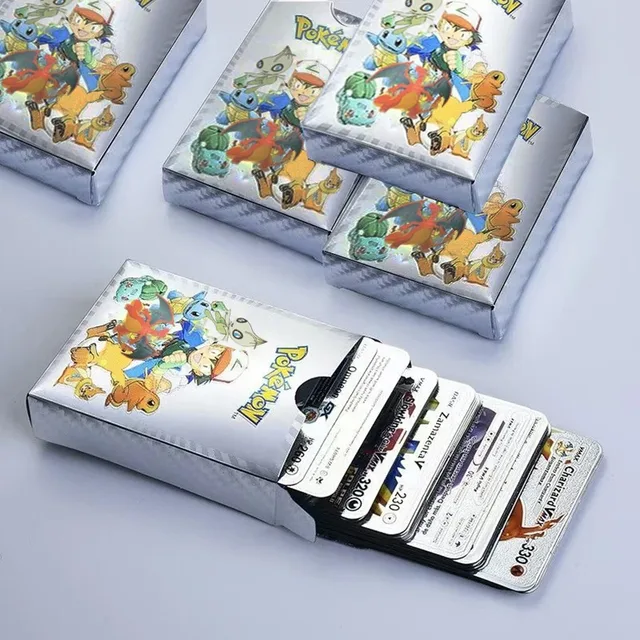 27-55pcs Pokemon Cards Colorful Pikachu Gold Silver Black Colorful Vmax GX Vstar English Spanish French Collection Card Toy Gift 5