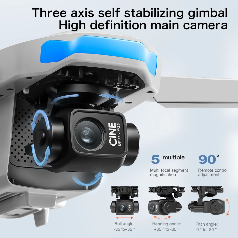 Drone 4K/6K/8K avec caméra HD, 1 ou 2 batteries, pliable, télécommande