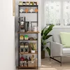 5 Tier Coffee Bar Station, Coffee Stand Station with 4 S-Shaped Hooks, Farmhouse Corner Coffee Bar Cabinet for Small Spaces, 1