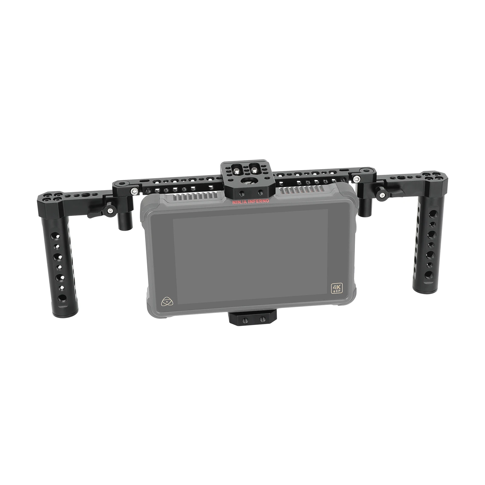 Camera Monitor Cage with  Height Adjustable Cheese Base Plate and Handgrips Fits