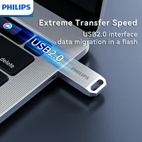 Philips USB Flash Drive 2.0 8GB 16GB 32GB 64GB 128GB High Speed Flash Drive External Storage Metal Pen Creative Personalized Car 2