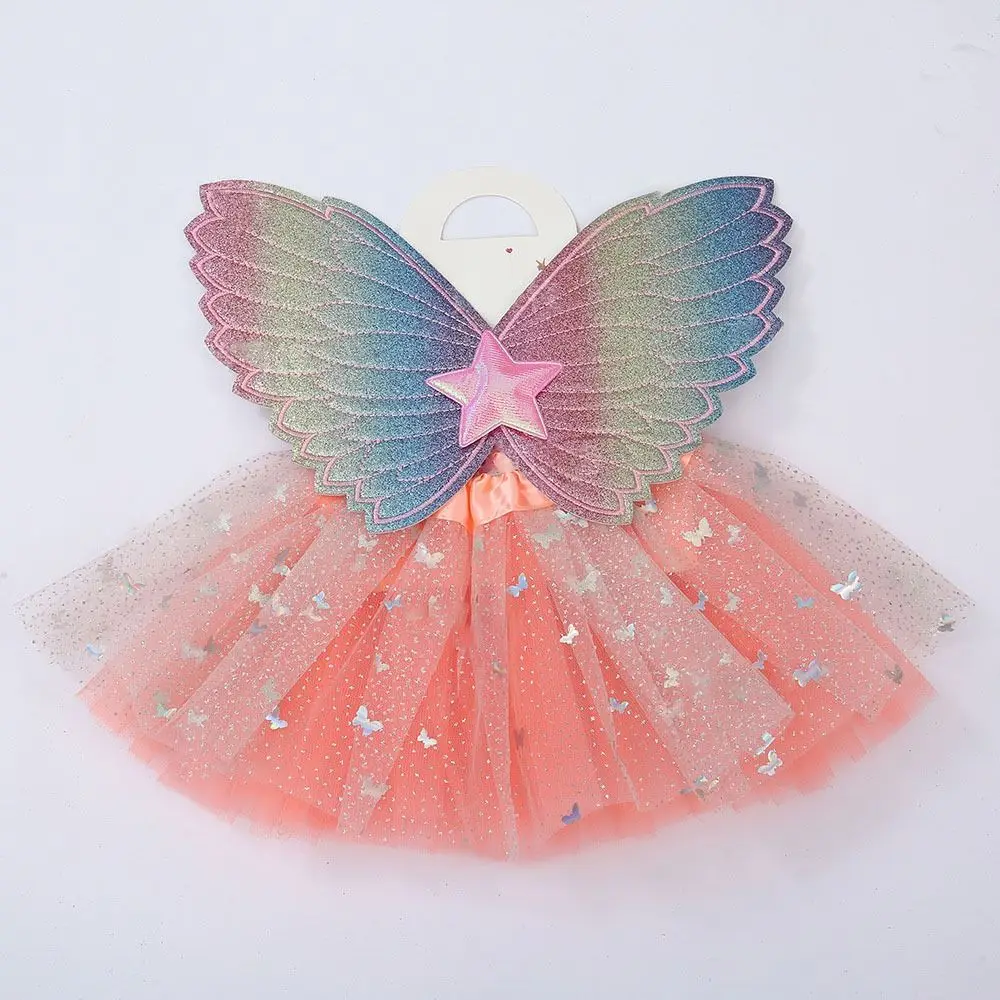 

2pcs/set Dressing Up Fairy Wing Decorations Party Props Colorful Tutu Skirts DIY Princess Costume Sets Halloween Christmas