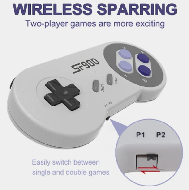 SF900 Mini Video Console Dual Wireless Gamepads TV Stick Built-in 5000 Classical Retro Games HD Output Two Player Game_voghion.com