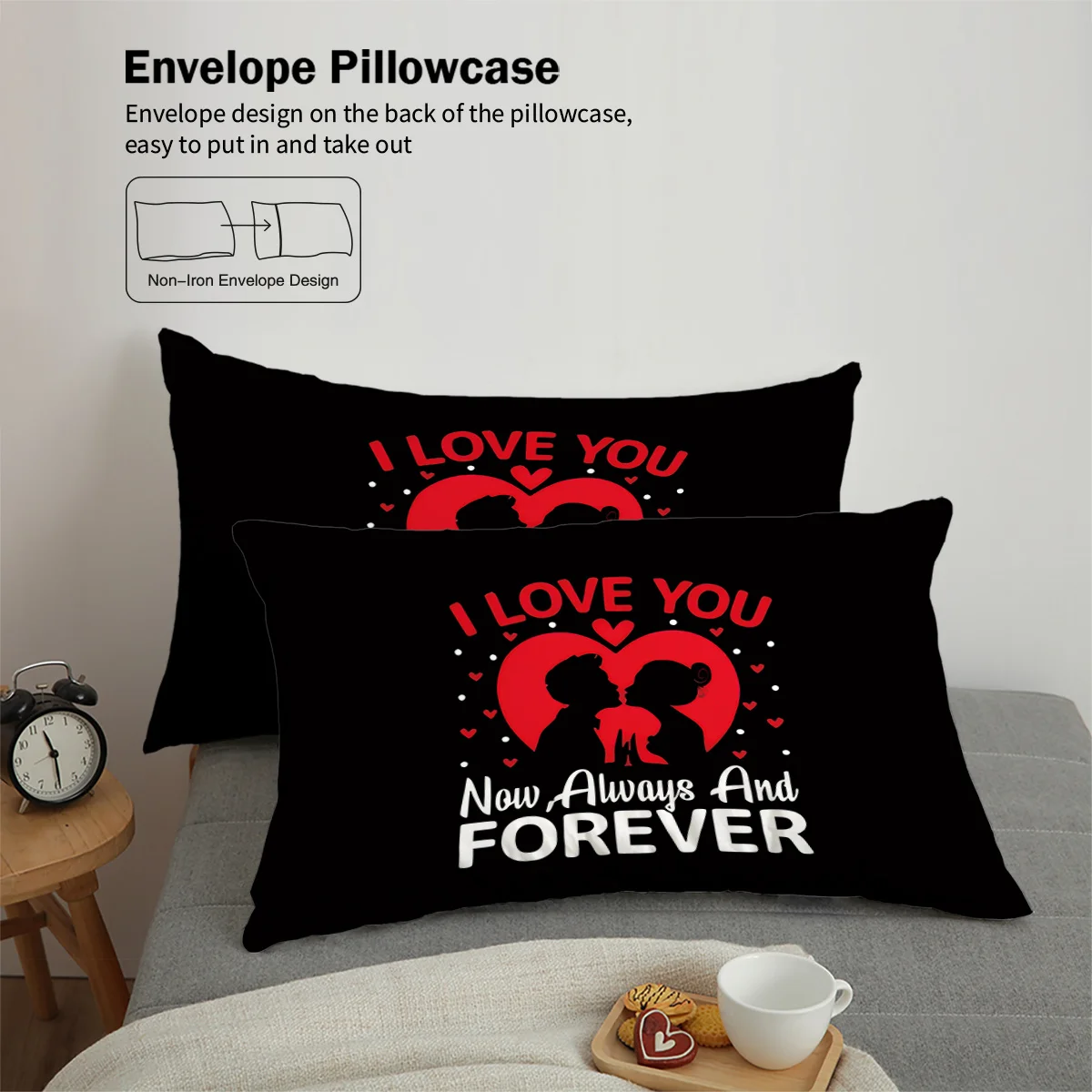 3pcs/set includes 1 comforter set + 2 pillowcases, without pillow core, Valentine'S Day Bedding Set with Love, Rose Flowers