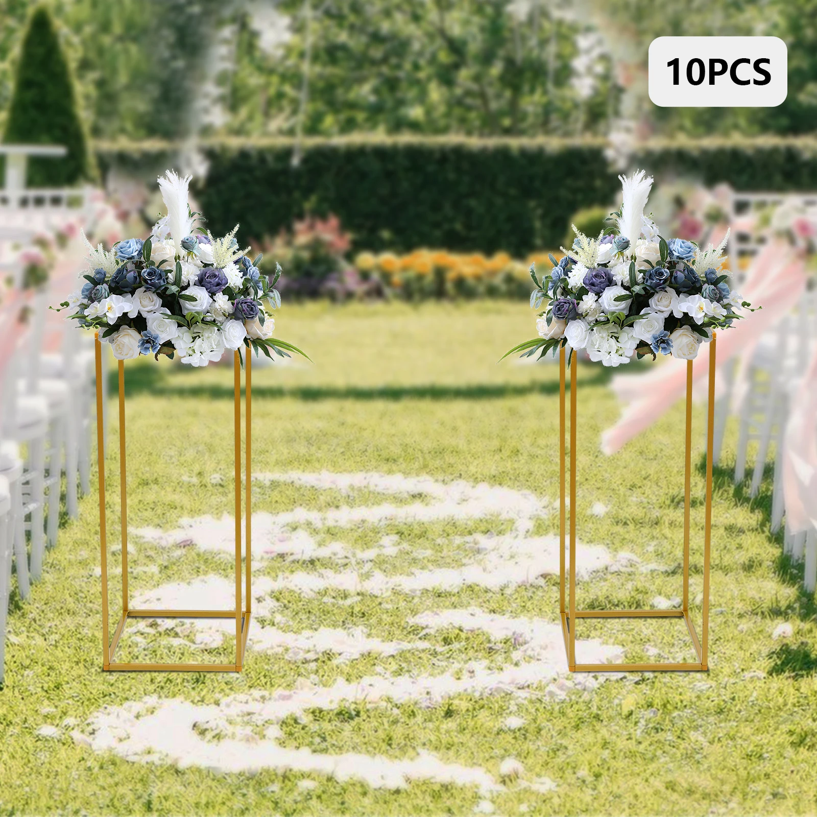 10Pcs Flower Stand Wedding Column 23.6in Tall Gold Metal Wedding Arch for Table Centerpieces Decoration