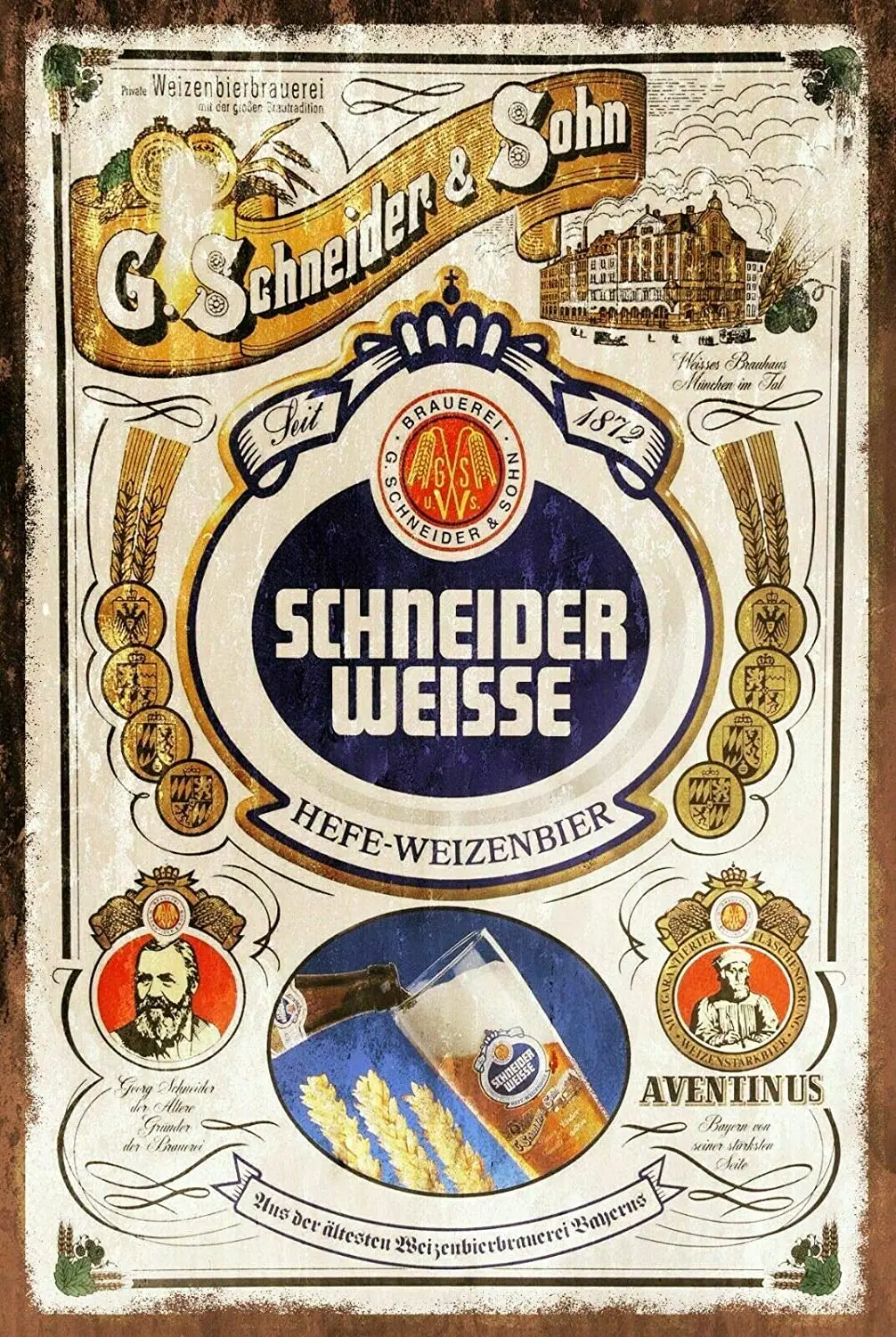 

Schneider Weisse Beer Brewery Theme Metal Tin Sign Advert Retro 8x12 Inch Decor Sign Kitchen Dining Room Bedroom Living Room