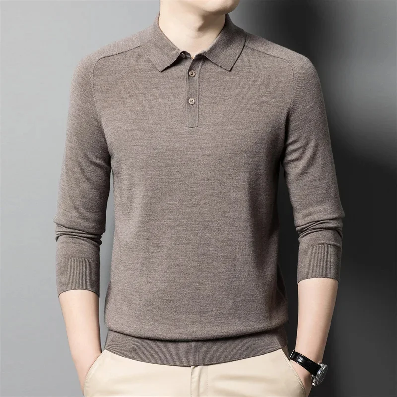 thumbnail image 1 of [Lavable] [Suéter de lujo a máquina para hombre de lana 2024 Otoño e invierno Nuevo polo de solapa de lana pura, 1 of 5