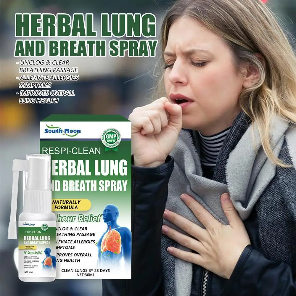 

Herbal Lung Cleansing Spray Cough Relief Itchy Throat Treatment Improve Breathing Anti Inflammation Lungs Detoxification Liquid