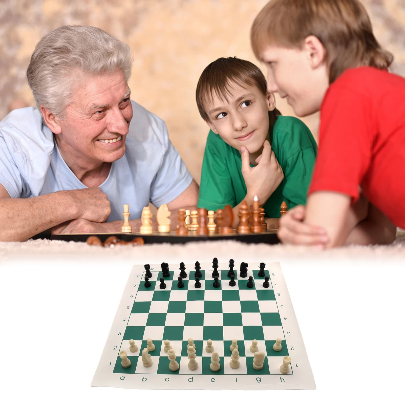 Chess Set PU Leather Chess Sets Travel Folding Board Games Parent Child Interactive Educational Toys Desktop Puzzle Board Game F 3