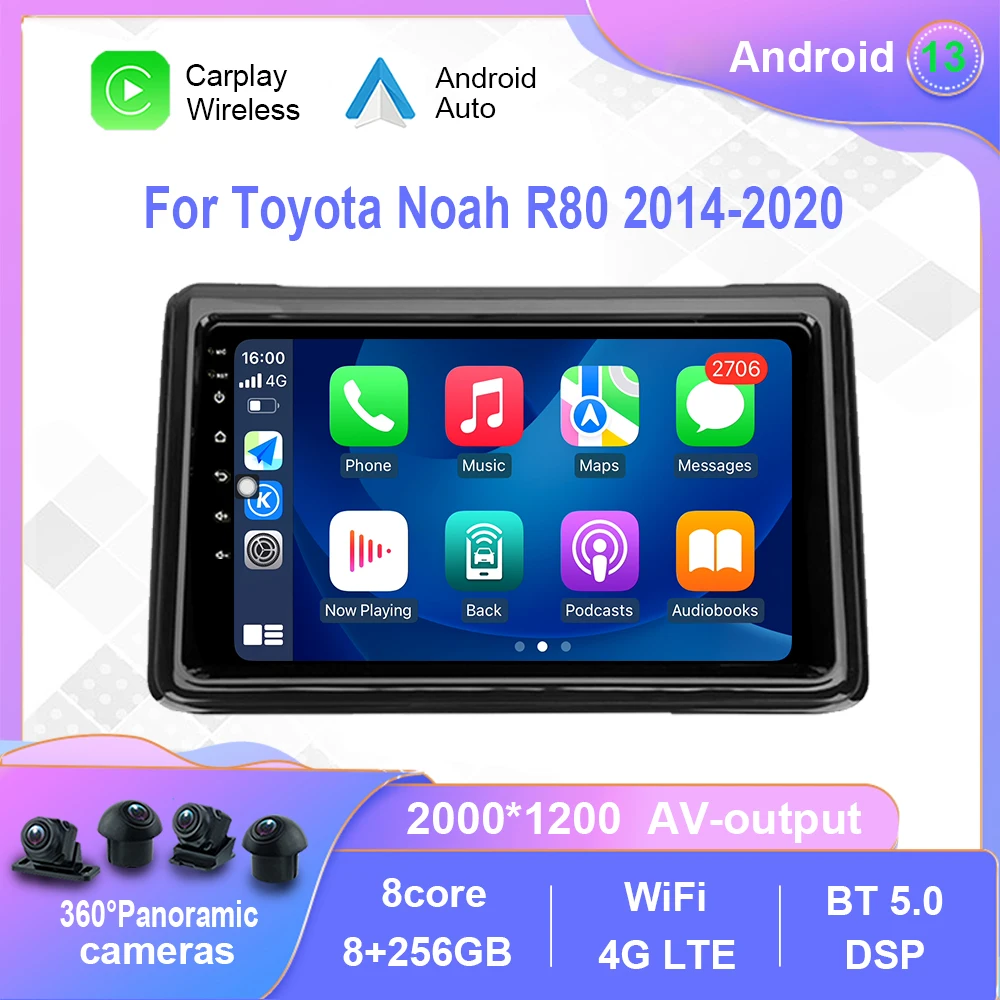 

Android 12.0 For Toyota Noah R80 2014-2020 Car Radio Multimedia Video Player Navigation stereo GPS Carplay No 2din 2 din dvd