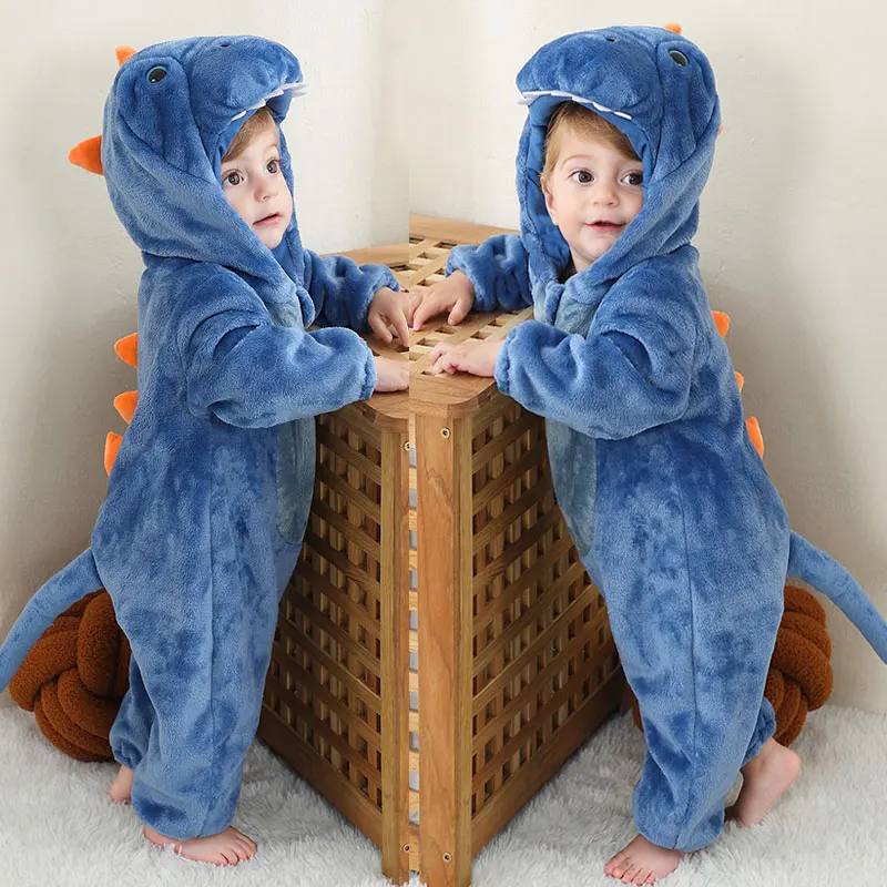 Dinosaur Baby Hooded Winter Romper 2