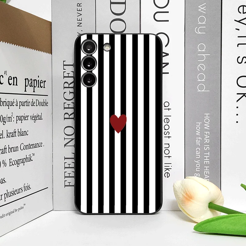 Cute Striped Heart Phone Case - Pink & Blue Soft Cover