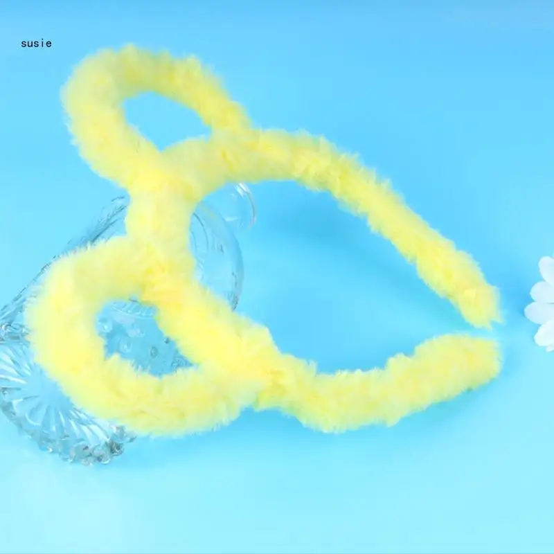 

X7YA корейская женская зимняя толстая плюшевая повязка на голову, милая круглая мышь с медвежьими ушками, обруч для волос ярких