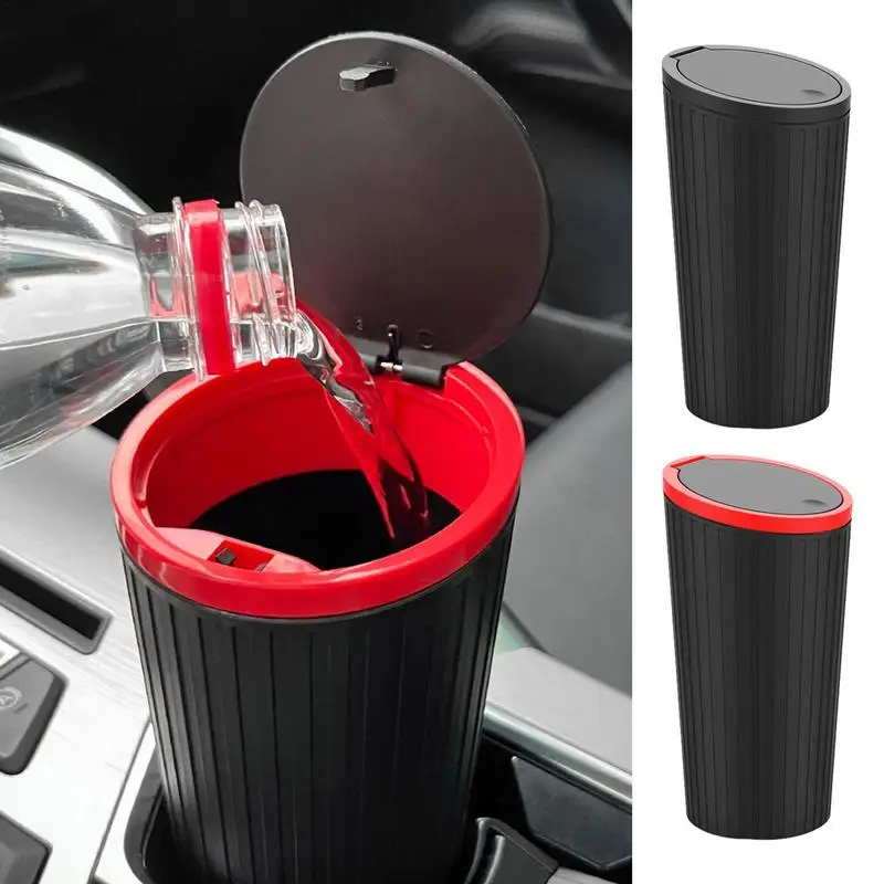 

automotive Mini Trash Can Portable Dustbin with Lid Car Fashionable And Multifunctional Leak-proof Mini Garbage Bin Accessories