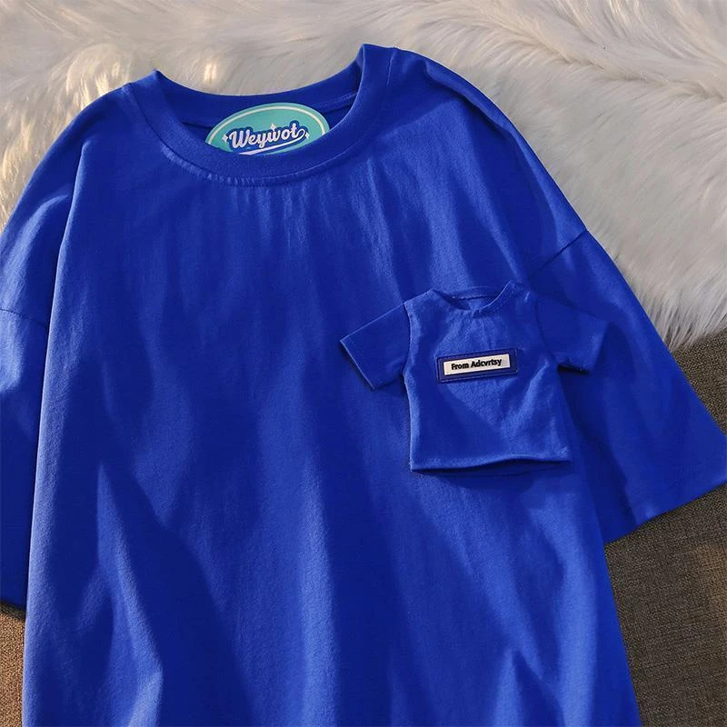 

American retro clothing decorative design niche short-sleeved T-shirts for men and women loose summer trendy T-shirt men clothes