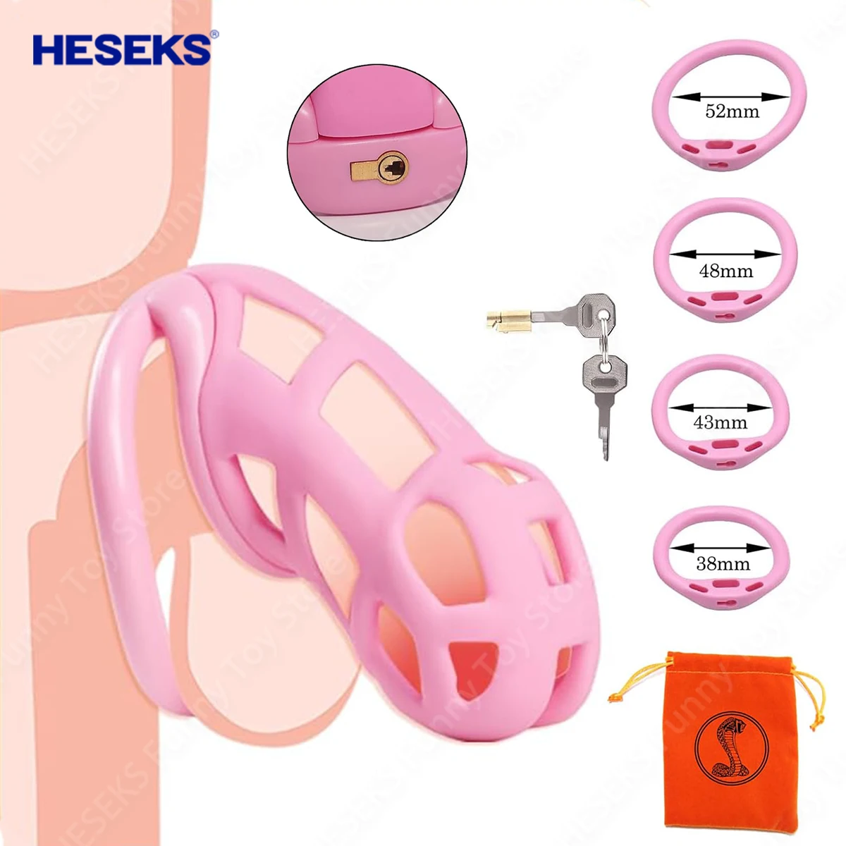 HESEKS New Cobra Chastity Cage Male Chastity Device Resin 3D Invisible Lock Cock Cage Penis Ring for Sissy Beginner BDSM Sex Toy penis chastity cage chastity lock sex toy chastity cage accessory penis cock ring male female sex toy