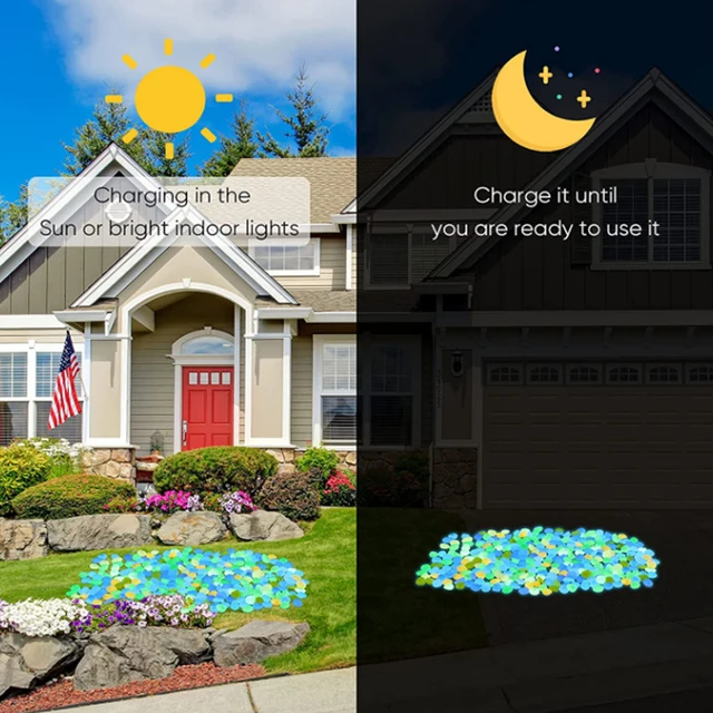 10Db/Tétel Fényes Kavicsos Sziklák Kerti Díszek Kő Ragyogása A Sötét Kertben Járdák Halkartályának Dekorációja - Image 5