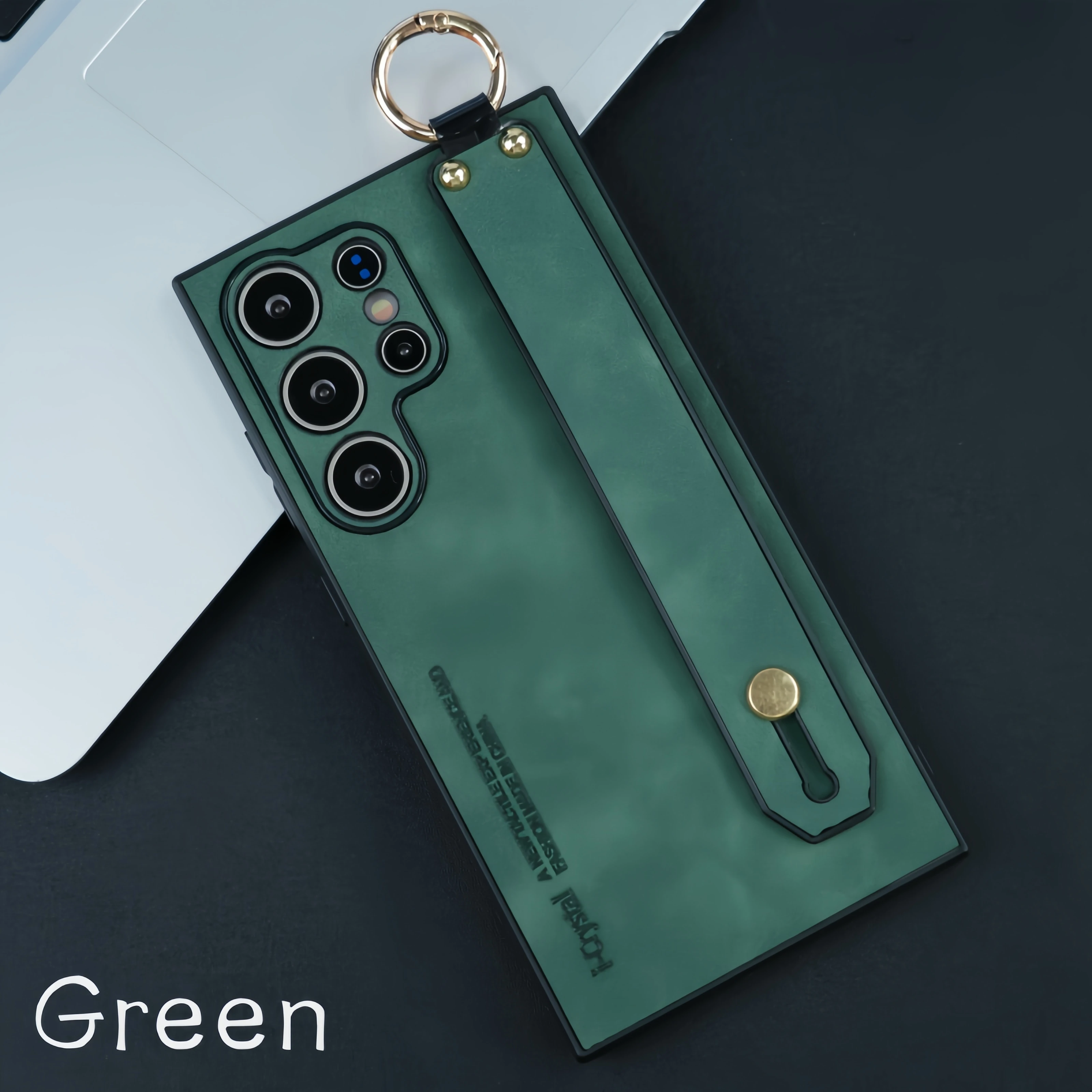 Luxury Sheepskin Leather Wrist Strap Phone Case with Lens Protection