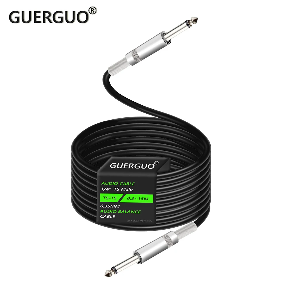 

GuerGuo Guitar Cable Jack 6.5mm To 6.5mm 1/4'' Mono Patch Cable for Acoustic Guitar, Electric Mandolin, Pro Audio To Amp