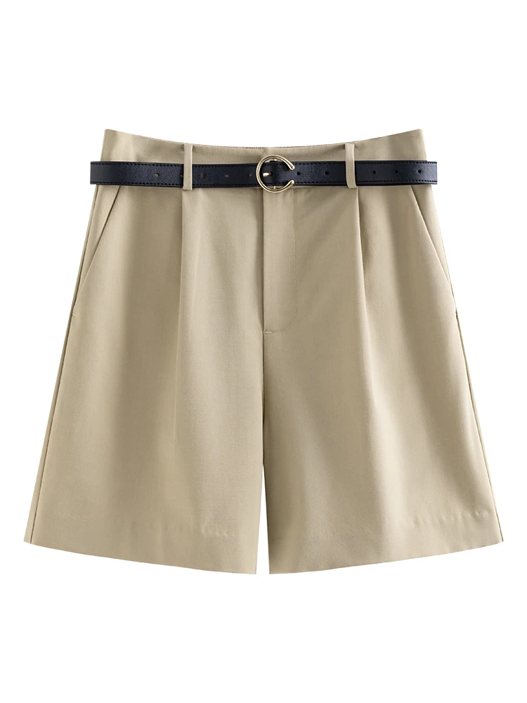 FSLE Suit Shorts Women Summer 2022 New High Waist Loose Casual Women Pants Solid Button Fly Loose Shorts For Women