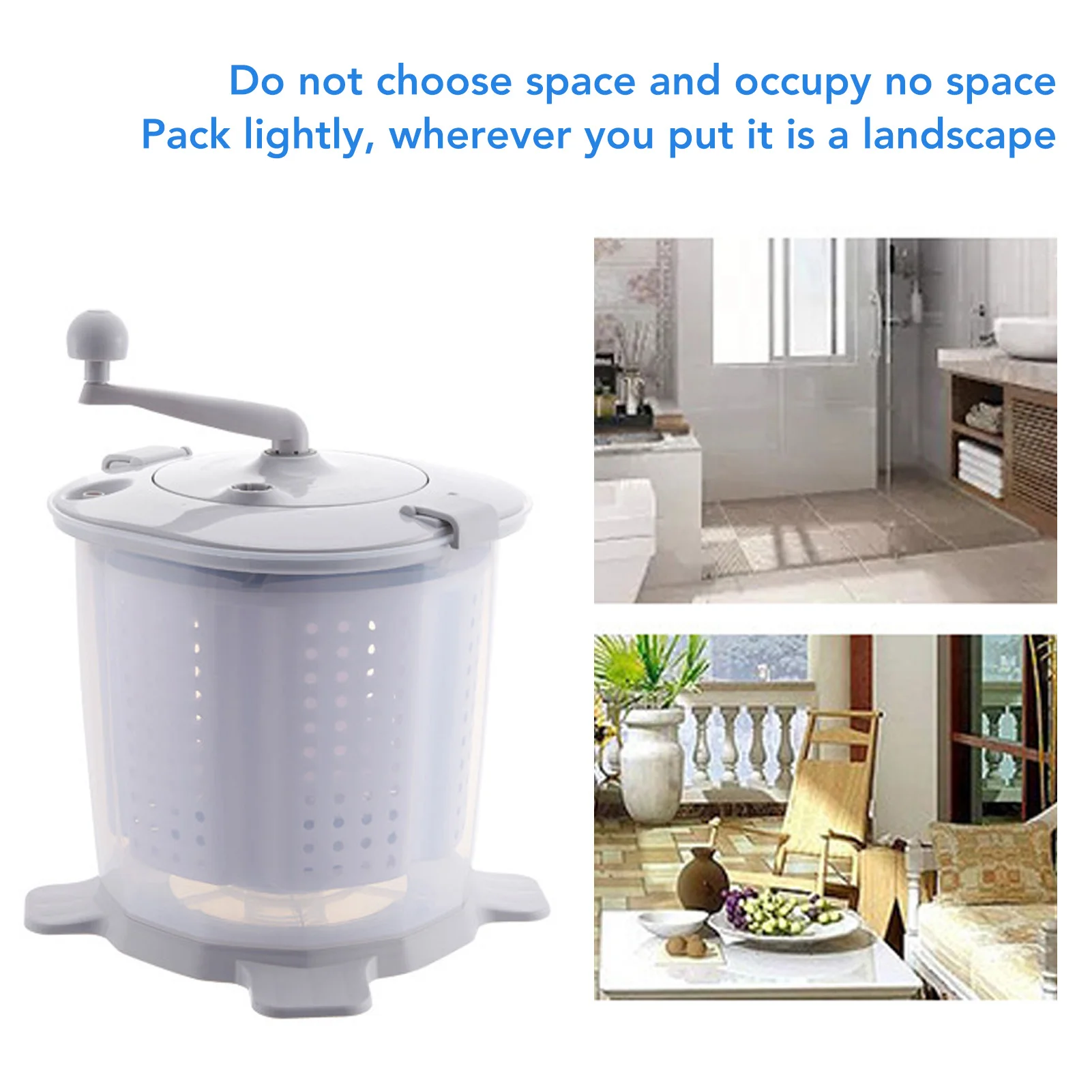 Portable Hand Crank Washing Machine Manual Washing Machine for Dormitory Apartment Camping Nordic Grey Manual