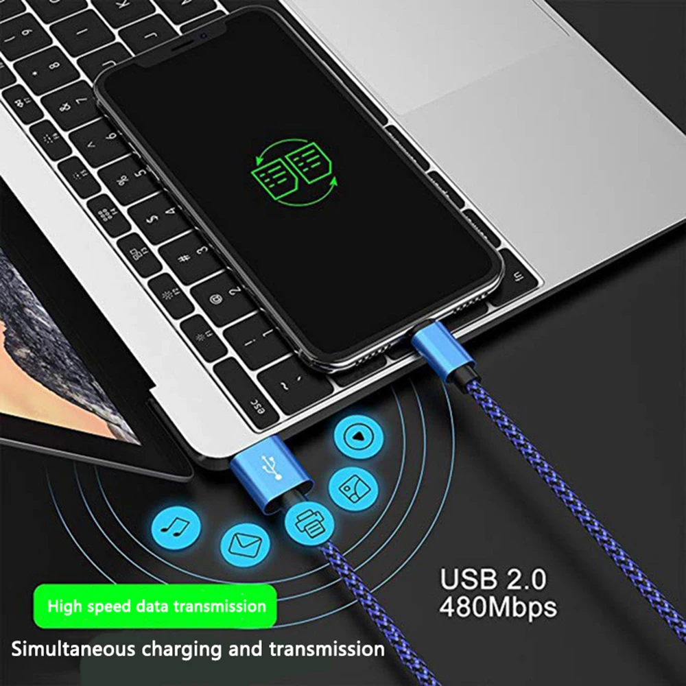 USB Type C Cable Fast Charging Battery Charger Wire Woven Nylon Date Cable 1M 2M 3M Mobile Phone Charger For Samsung Huawei - 6