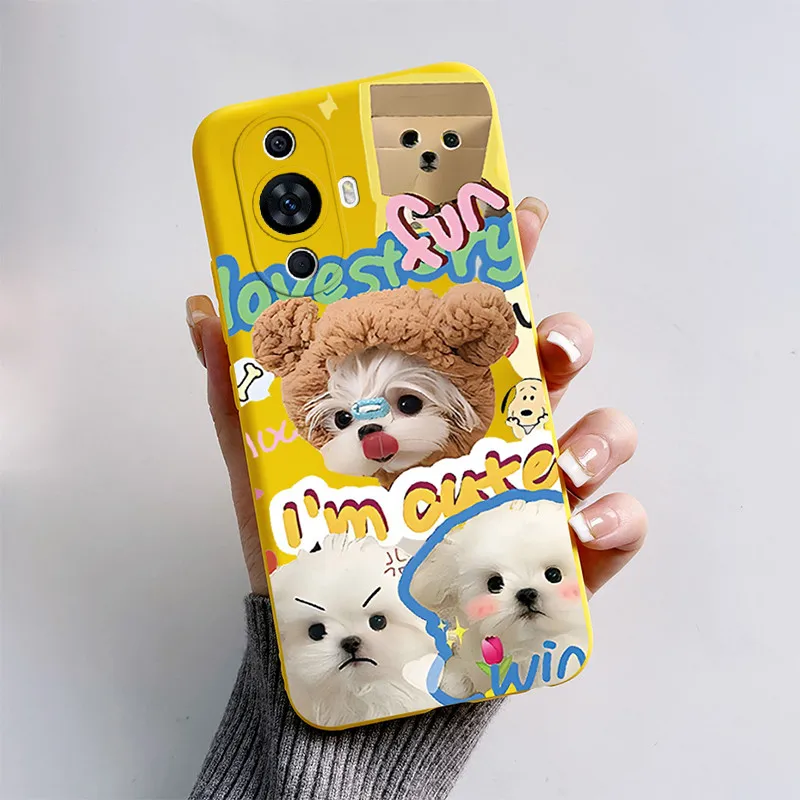 Cute Cat & Puppy Dog Soft Silicone Phone Case - Cartoon Design Cover for 6.7 and 6.78 Smartphones