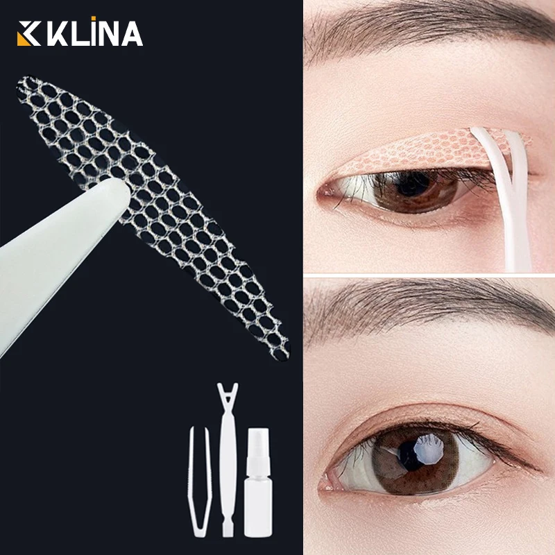 Double Fold Eyelid Tape KLINA 72-240 Pairs Double Fold Eyelid Tape Sticker Decal Clear Beige Stripe Self-adhesive Natural Eye Makeup Make Up With Tool