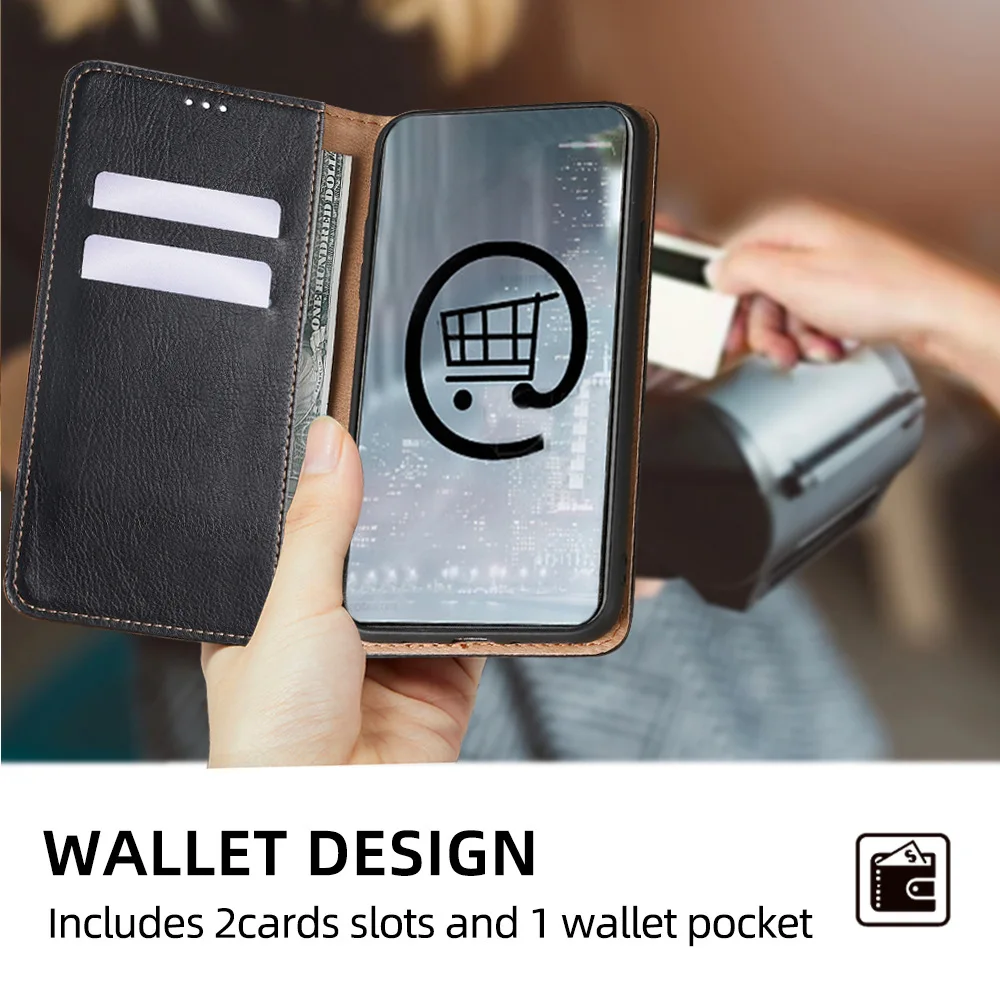 Luxury PU Leather Wallet Phone Case with Card Holder and Flip Cover