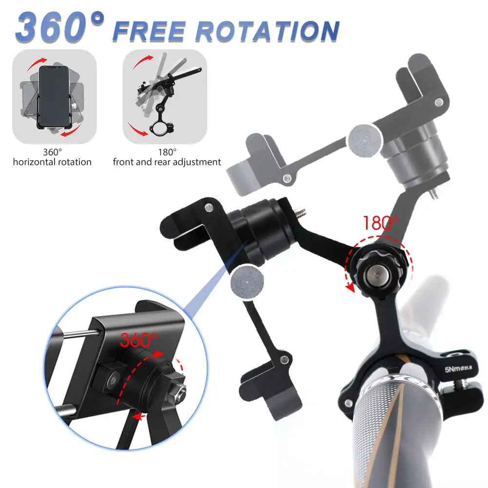 GUB Plus 11 Aluminum Motorcycle Bike Phone Holder 360&deg; Rotation Adjustable for 4-7 Inch Phone Bicycle Handlebar Mount