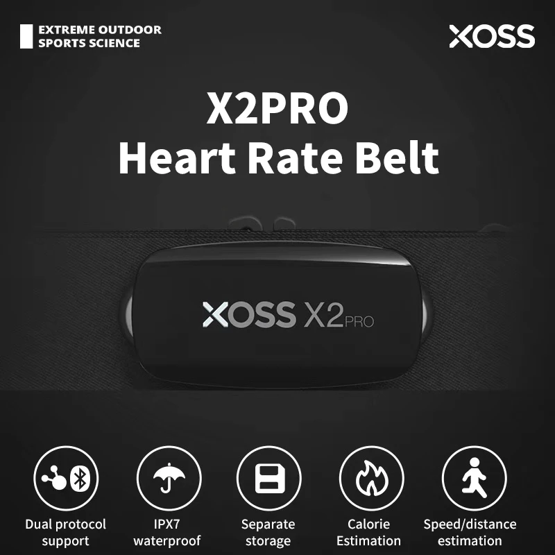 

XOSS X2 Pro Chest Strap Heart Rate Sensor IPX7 Waterproof Monitor Bluetooth ANT Wireless Health Fitness Smart Bicycle Sensor