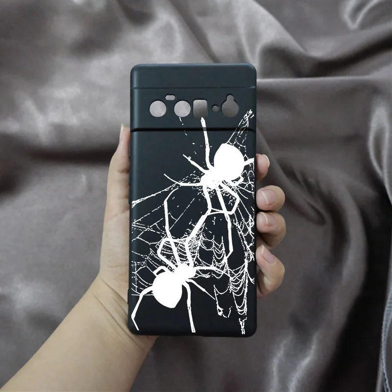 Sleek Black Spider Web Transparent TPU Phone Case - Fashionable Animal Design