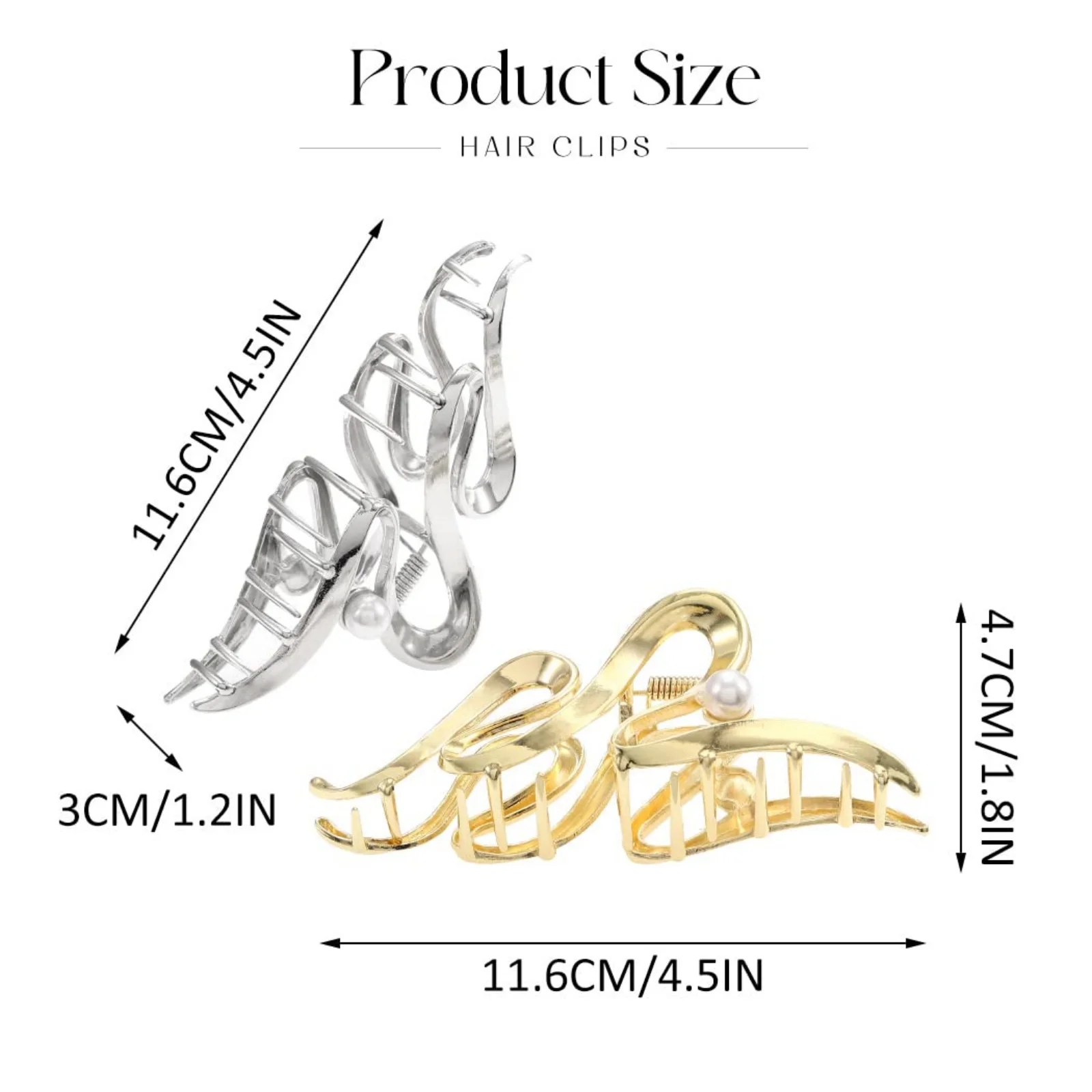 1PC Gold and Silver S - Shaped Hair Clamps, Pearl - Accented Hair Accessories, Trendy Clips for Women's Updo Hairstyles