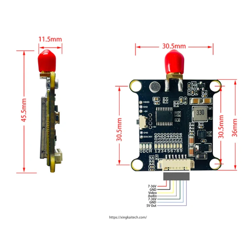 Module VTX 1.2G 800mW 9CH FPV Longue Portée 25-800mW
