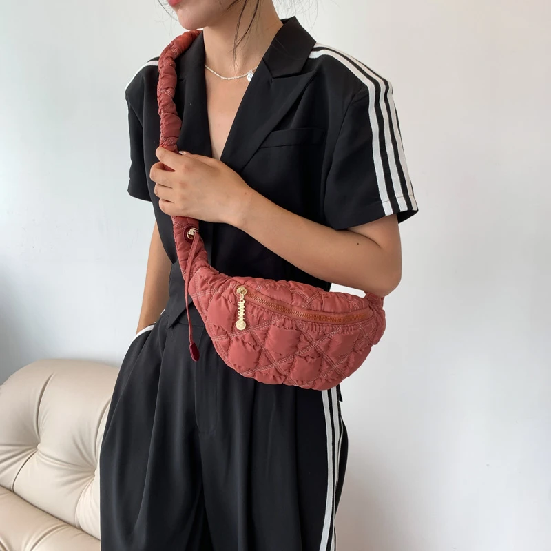 Casual Quilted Messenger Bags Women's Designer Pleated Cloud Woman Shoulder Bag Luxury Nylon Soft Padded Fanny Pack Female Purse