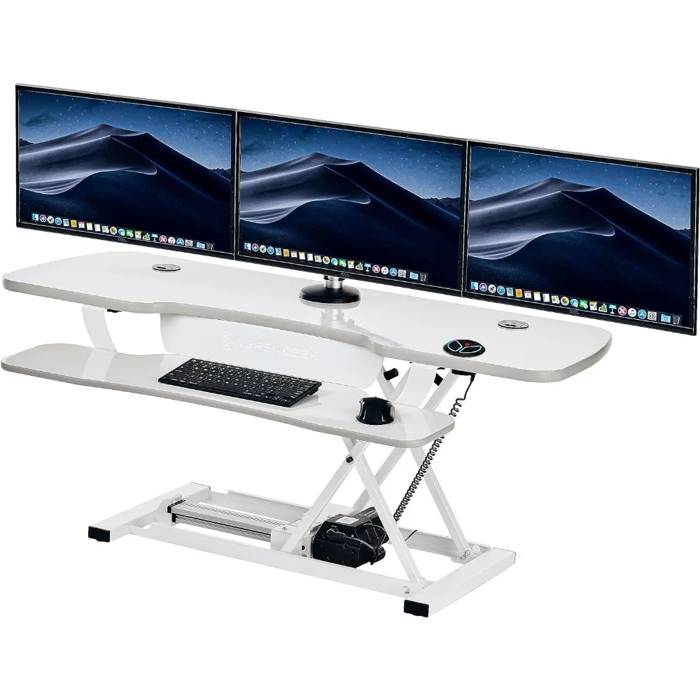 

48 Inch Extra Wide Standing Desk Converter, PowerPro Electric Height Adjustable Sit to Stand Desk Riser with Keyboard Tray,