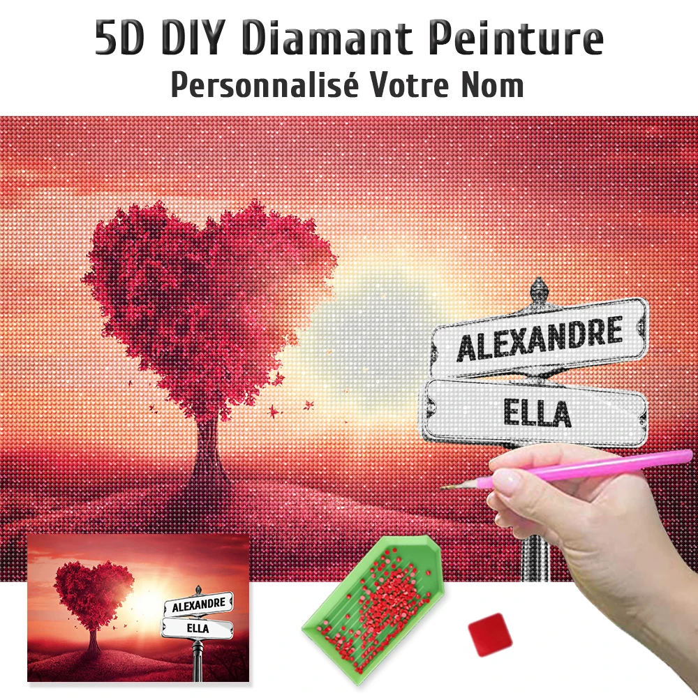 Peinture Au Diamant 5D Personnalisée Avec Nom, Panneau De Signalisation Routière, Point De Croix, Mosaïque Carrée Ou Ronde Complète, Broderie De Paysa