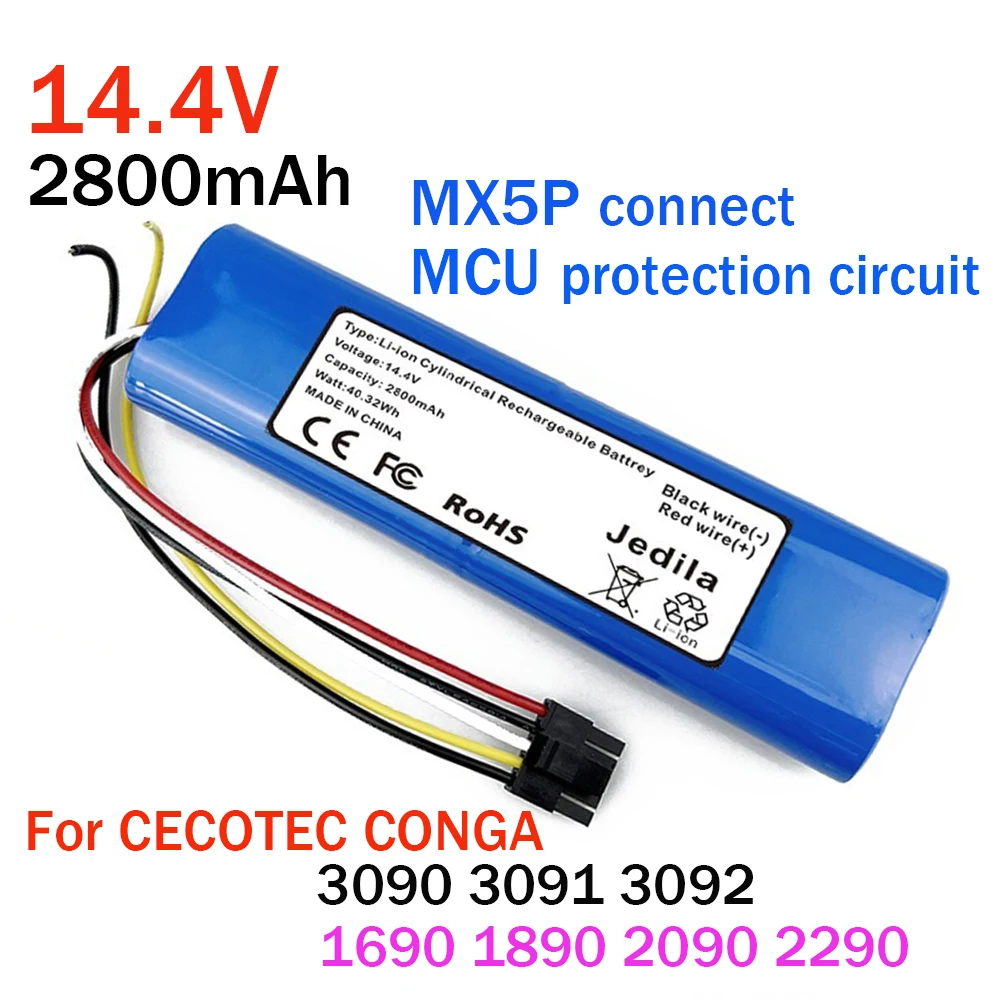 batería conga 1090 990 950 cecotec 14.4V 4.0Ah Li-ion battery for Ecovacs  Deebot DN621 601/605 Eufy RoboVac 35C Panda i7 V710 - AliExpress