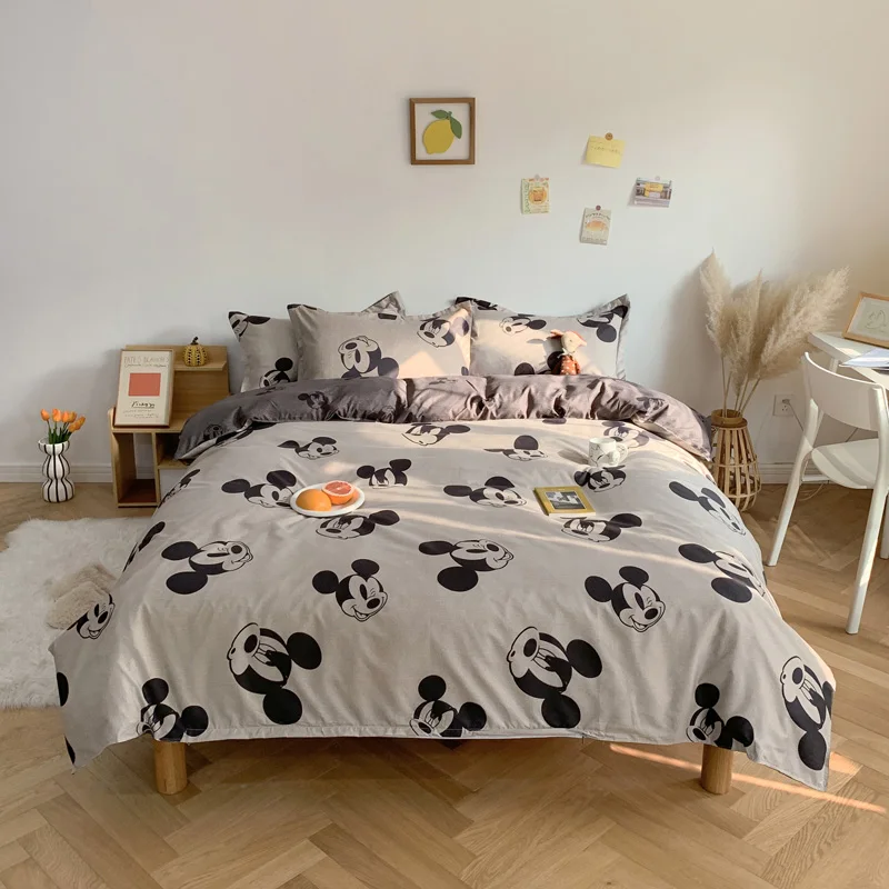 New Brand Mickey Mouse Bedding Set Disney Winnie The Pooh Cartoon Duvet  Cover Set Bed Sheet Pillowcase Twin Full Queen King Size - AliExpress